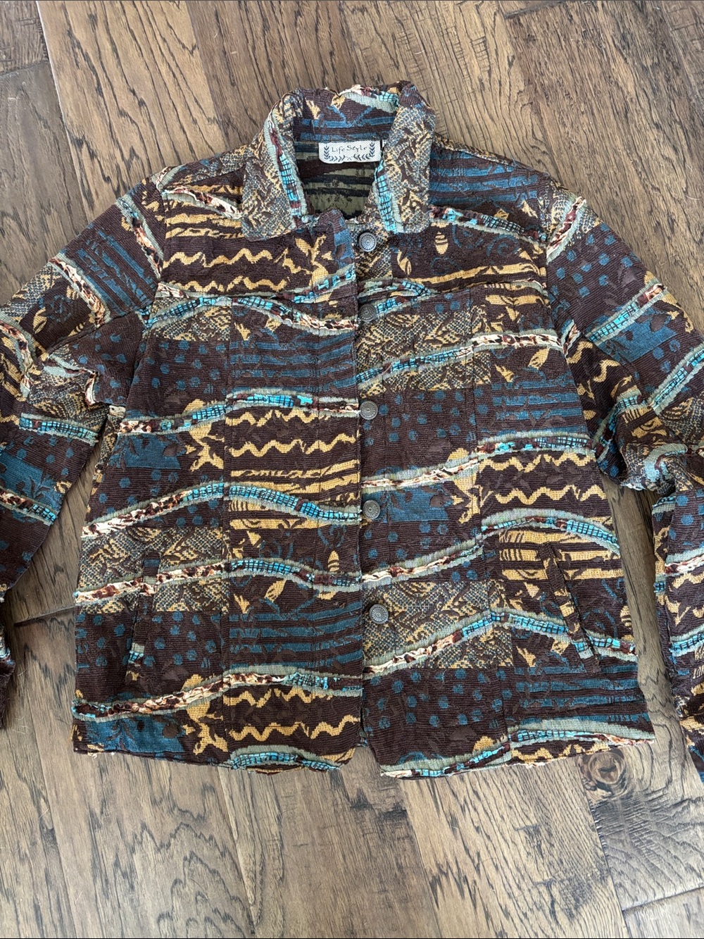 Vintage Southwest Patchwork Corduroy Jacket Button-Up